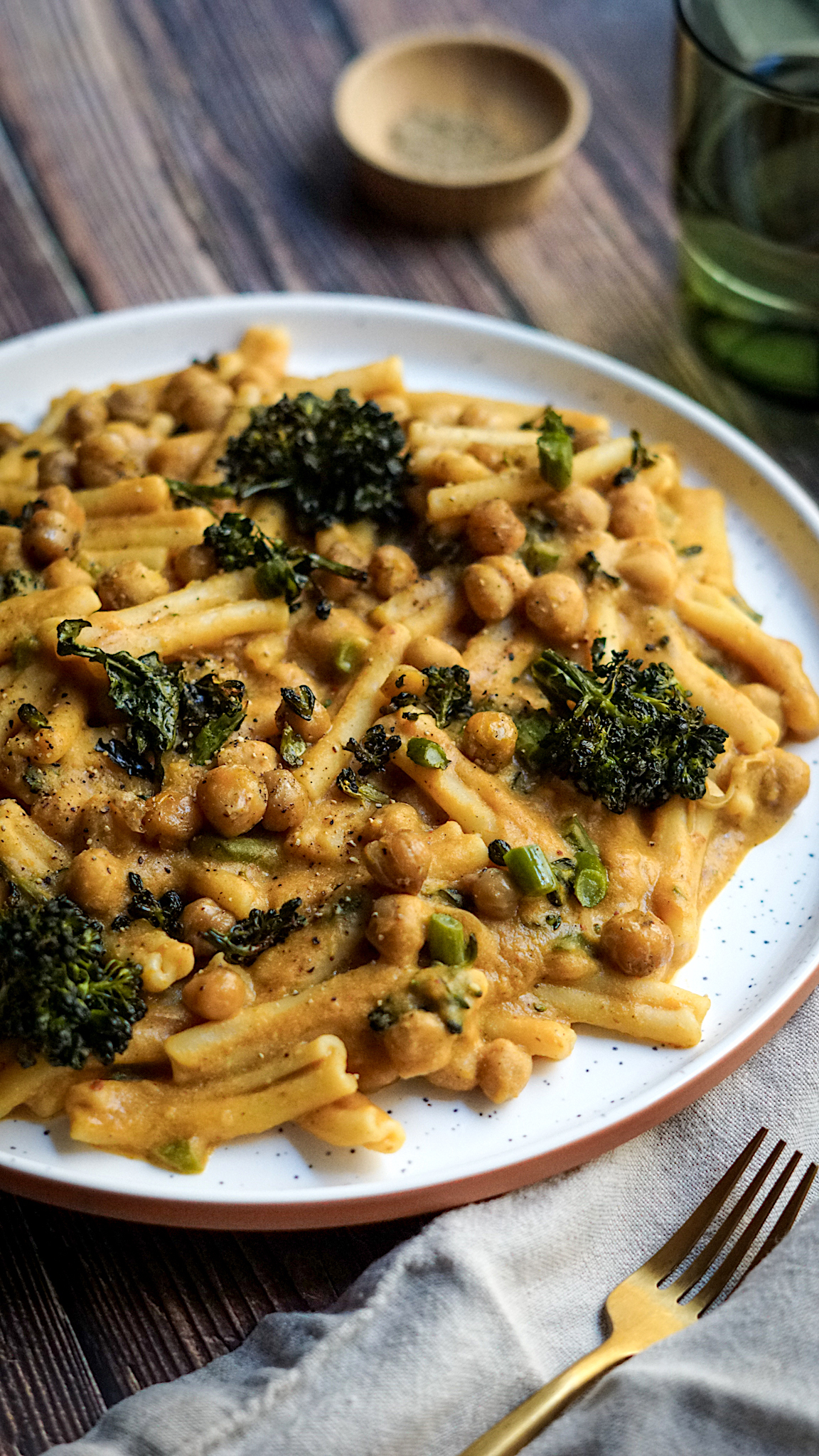 Pumpkin Pasta with Crispy Chickpeas