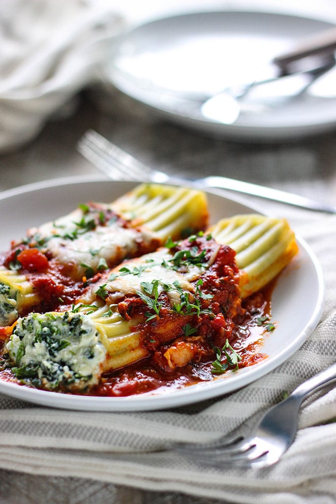 Spinach and Three Cheese Manicotti