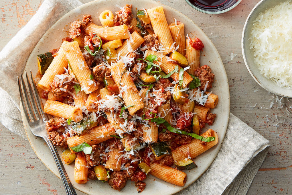 Zucchini and Ground Beef Pasta