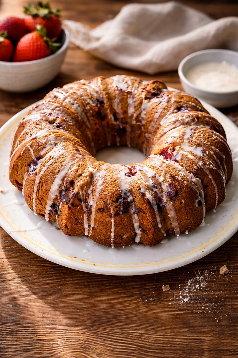 Strawberry Maple Bundt Cake