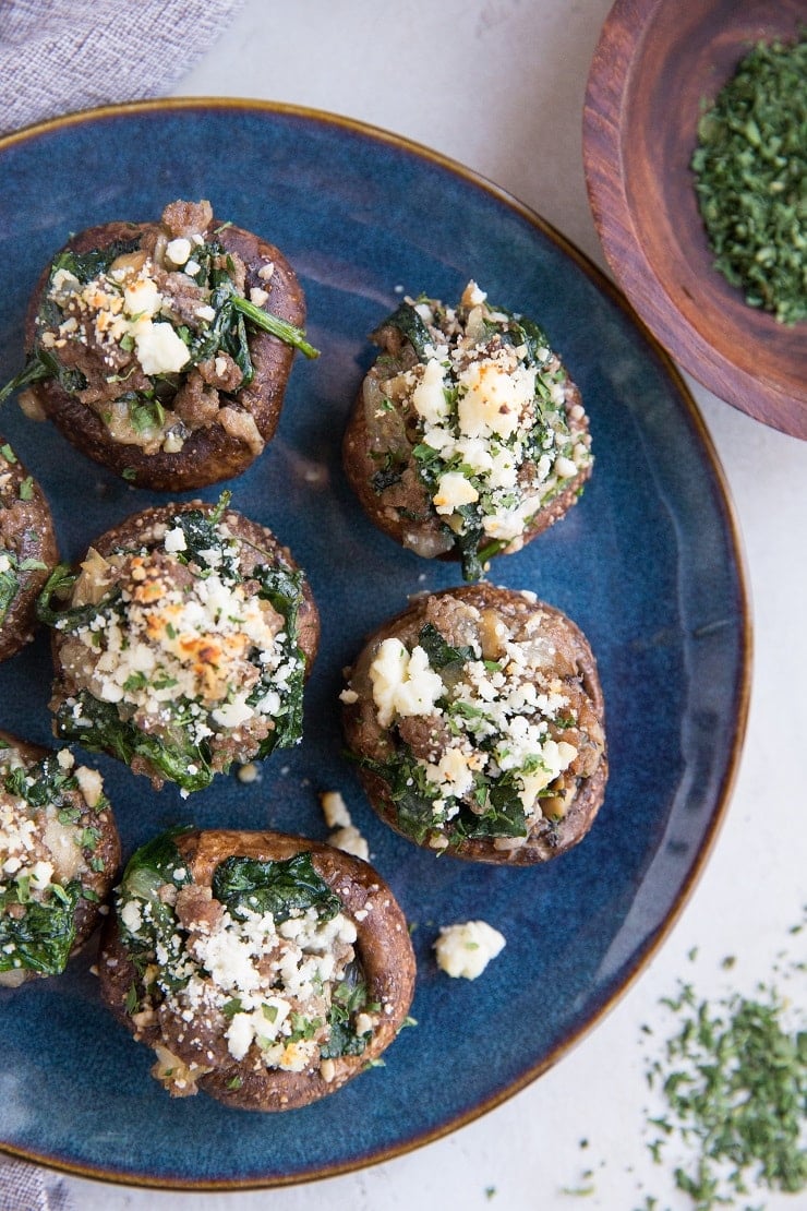 Beef and Spinach Stuffed Mushrooms