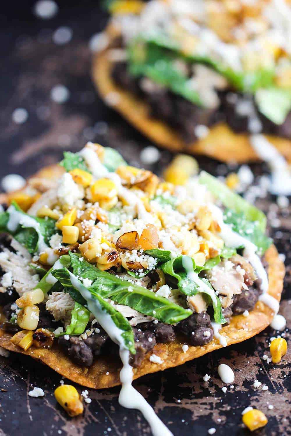 Chicken Tostadas with Black Beans