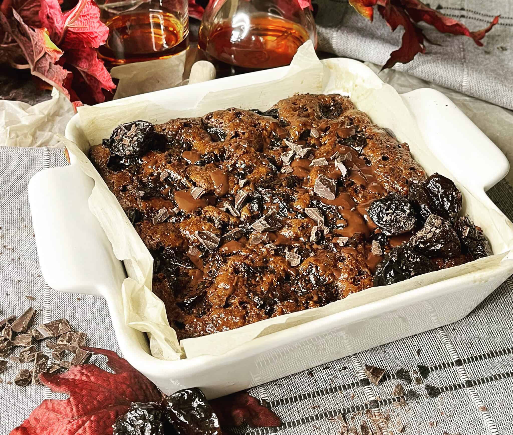 Chocolate Rum Raisin Poke Cake