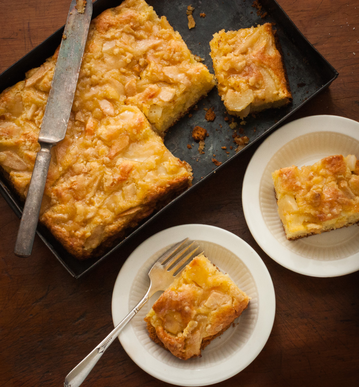 Ginger Pear Sheet Cake with Caramel