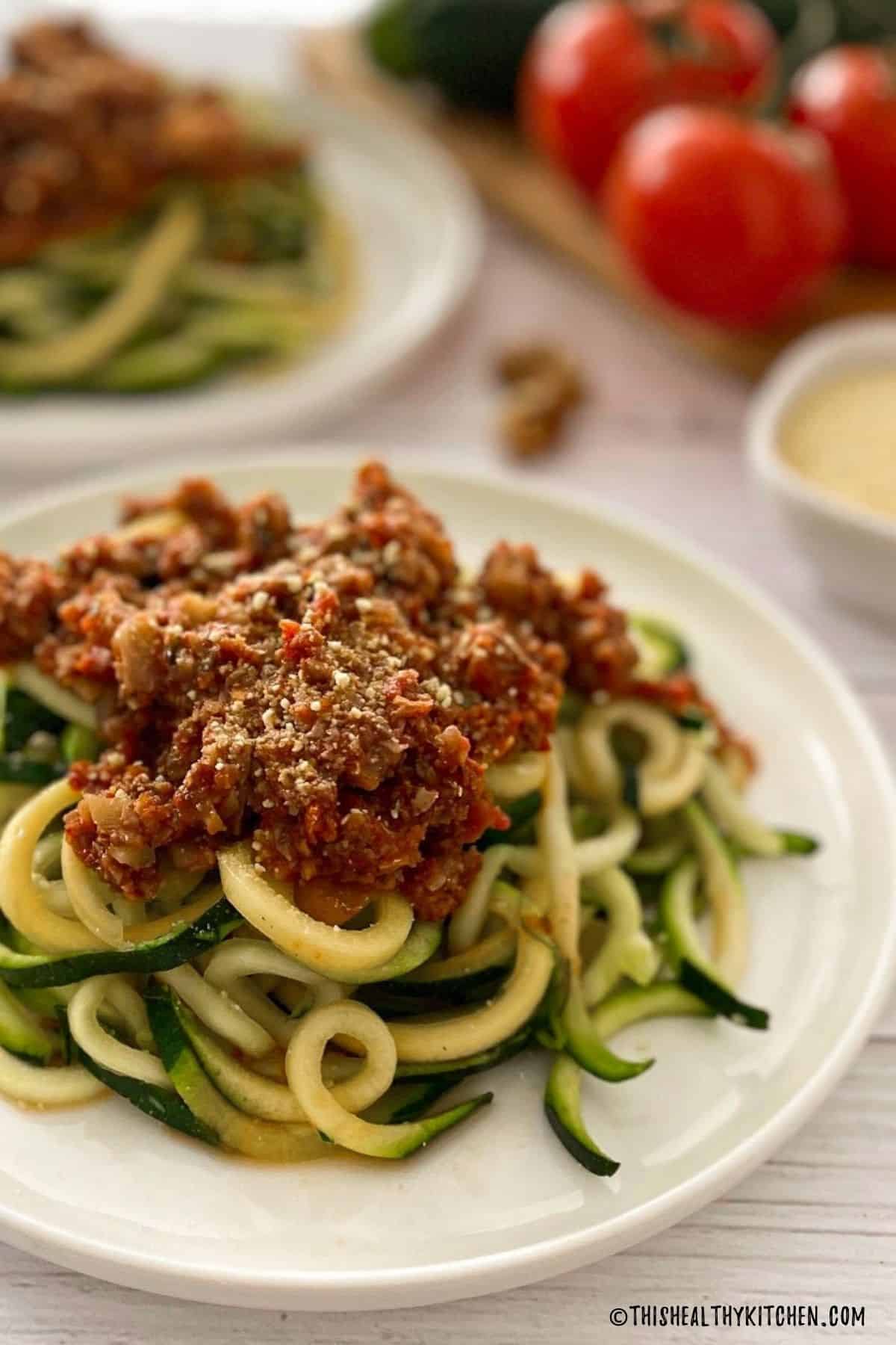 Beef Bolognese over Zucchini Noodles
