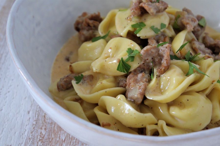 Beef Tortellini Carbonara Fusion