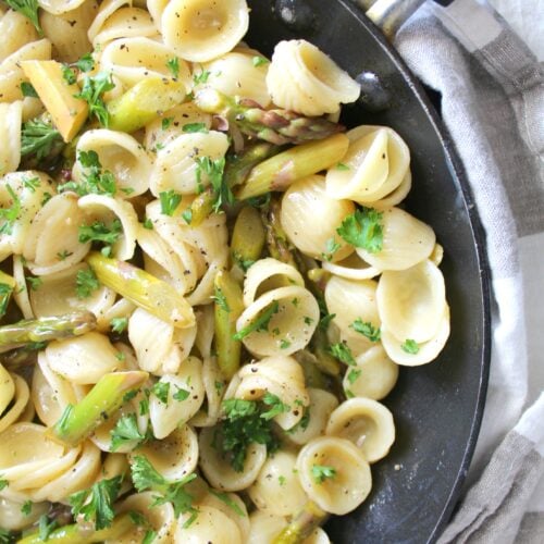 Garlic White Wine Asparagus Pasta