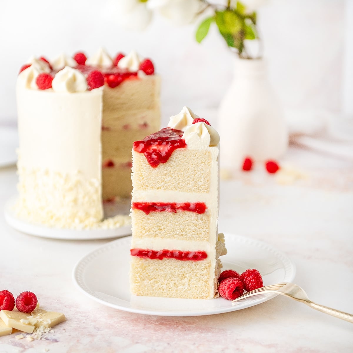 White Chocolate Raspberry Cake