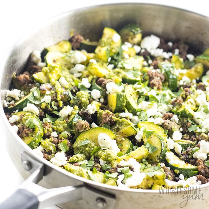 Beef and Pesto Zucchini Noodles