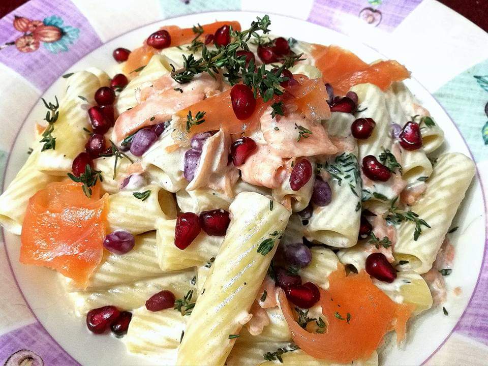 Pomegranate Salmon Pasta